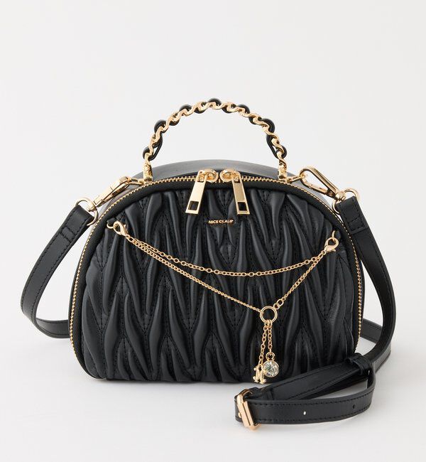  「キルティングハーフムーンミニバッグ」|ショルダー・メッセンジャー|ブラック
