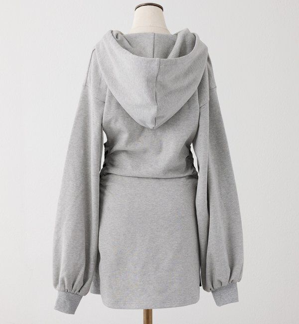  「サイドレースアップパーカーミニワンピース」|ワンピース|