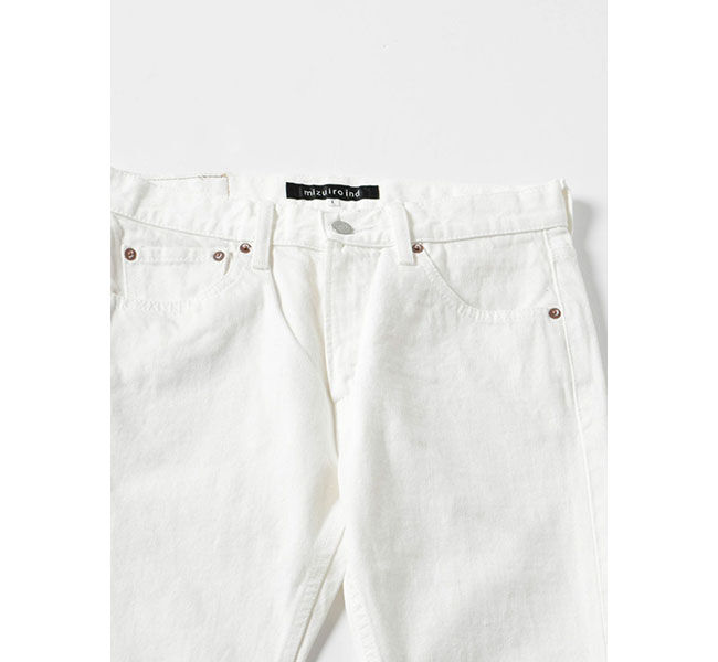 mizuiro ind「mizuiro ind 8分丈ホワイトデニム」|デニム|