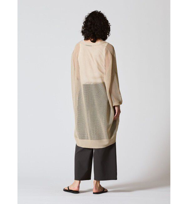 mizuiro ind「mizuiro ind メッシュ柄Vネックロングカーディガン」|ニット・セーター|