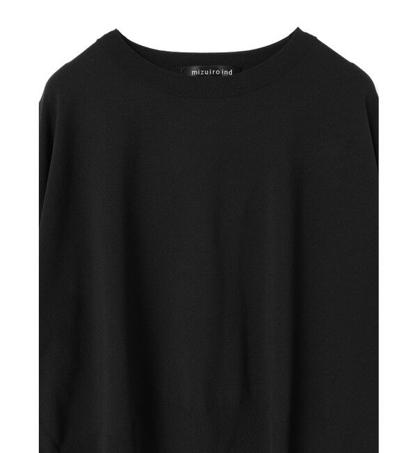 mizuiro ind「mizuiro ind クルーネックハーフスリーブプルオーバー」|ニット・セーター|