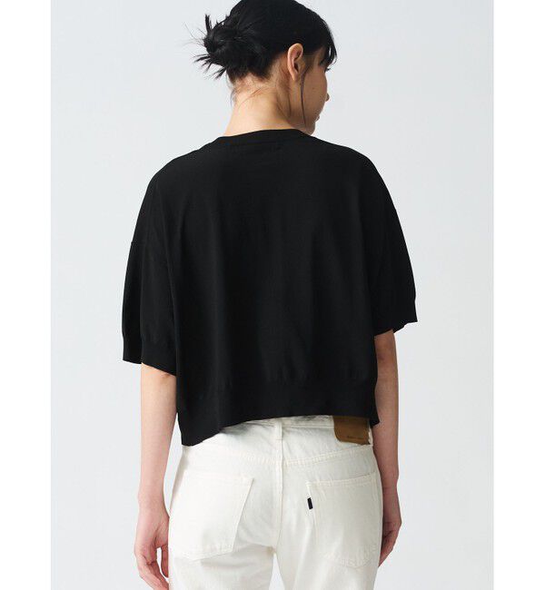 mizuiro ind「mizuiro ind クルーネックハーフスリーブプルオーバー」|ニット・セーター|