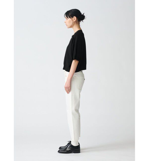 mizuiro ind「mizuiro ind クルーネックハーフスリーブプルオーバー」|ニット・セーター|