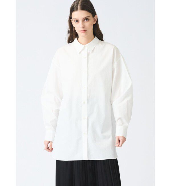 mizuiro ind「mizuiro ind メンズライクワイドシャツ」|シャツ・ブラウス|オフホワイト