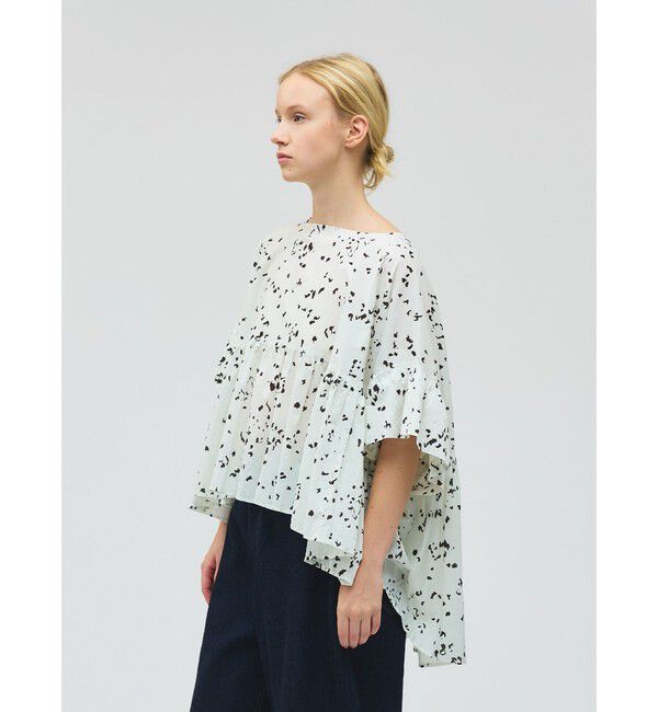 mizuiro ind「mizuiro ind プリントワイドギャザープルオーバー」|シャツ・ブラウス|