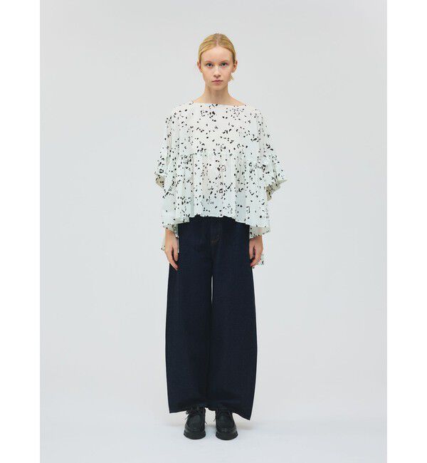 mizuiro ind「mizuiro ind プリントワイドギャザープルオーバー」|シャツ・ブラウス|