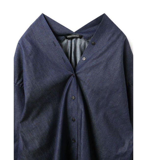 mizuiro ind「mizuiro ind Vネックデニムシャツ」|シャツ・ブラウス|