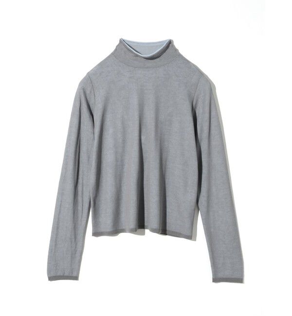 MIDIUMISOLID「MIDIUMISOLID for Ladies シアーレイヤードタートルネックプルオーバー」|Tシャツ・カットソー|グレー&times;サックス