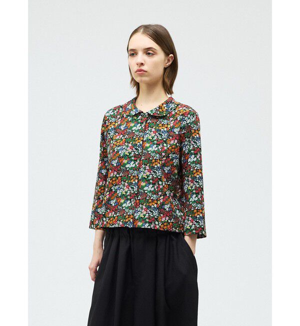 mizuiro ind「mizuiro ind フラワープリントラウンドカラーカーディガン」|カーディガン|