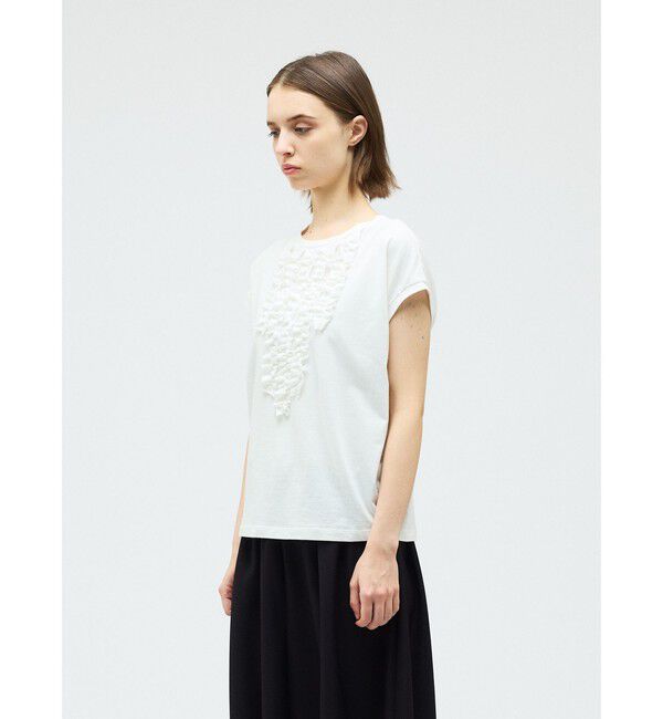 mizuiro ind「mizuiro ind フレンチスリーブフリルプルオーバー」|Tシャツ・カットソー|