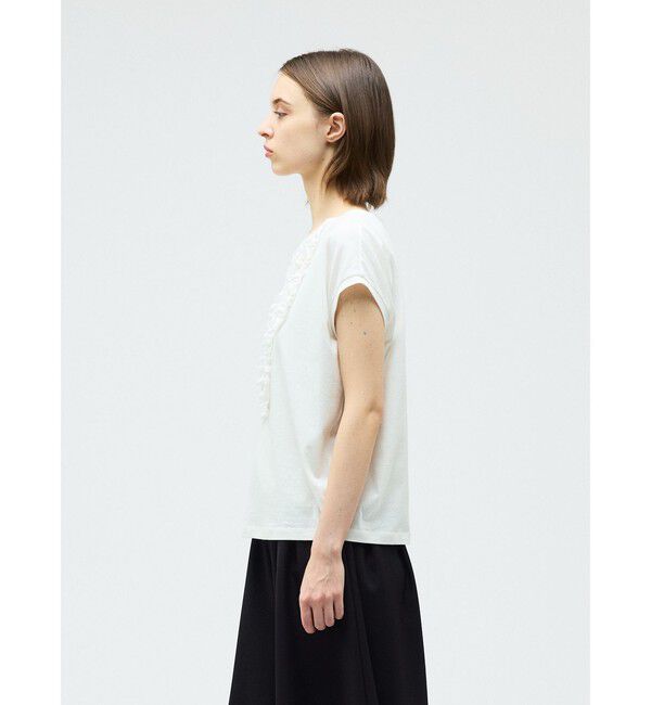 mizuiro ind「mizuiro ind フレンチスリーブフリルプルオーバー」|Tシャツ・カットソー|