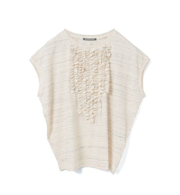 mizuiro ind「mizuiro ind フレンチスリーブフリルプルオーバー」|Tシャツ・カットソー|オートミール
