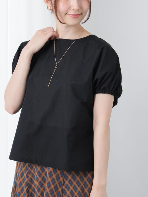 Te chichi TERRASSE「【ｲｰｼﾞｰｹｱ/接触冷感】無地/柄アソートパフスリーブブラウス」|シャツ・ブラウス|ブラック