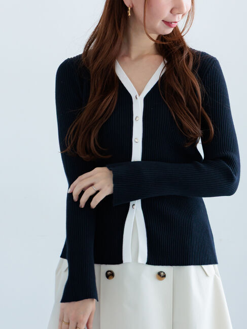 Te chichi「リブVネックカーディガン《2026 spring catalog item》」|カーディガン|ネイビー