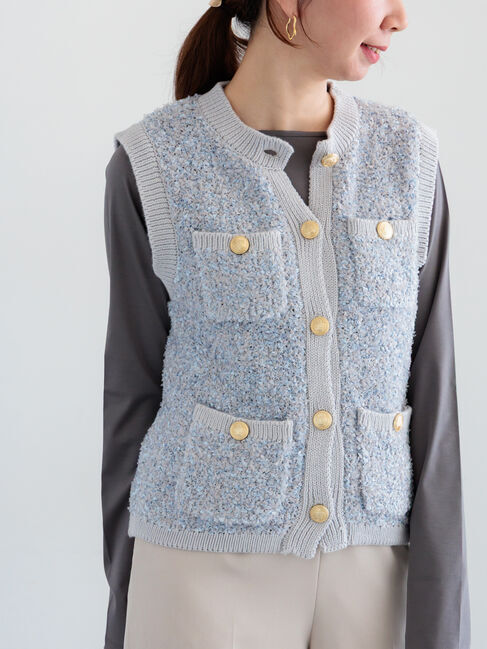 Te chichi「ツイードニットベスト」|ダウンベスト・ベスト|グレー