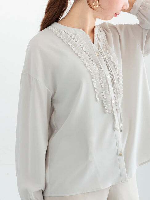 Te chichi「フロントフリルキーネックブラウス」|シャツ・ブラウス|グレー