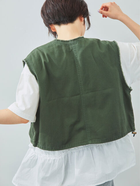 SM2「ツイル/デニムフリンジショートベスト」|ダウンベスト・ベスト|