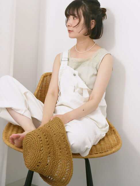 Samansa Mos2 blue「前後2way幅広レースタンク」|Tシャツ・カットソー|