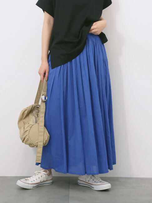 Samansa Mos2 blue「【Made in India】ボイルギャザースカート」|スカート|