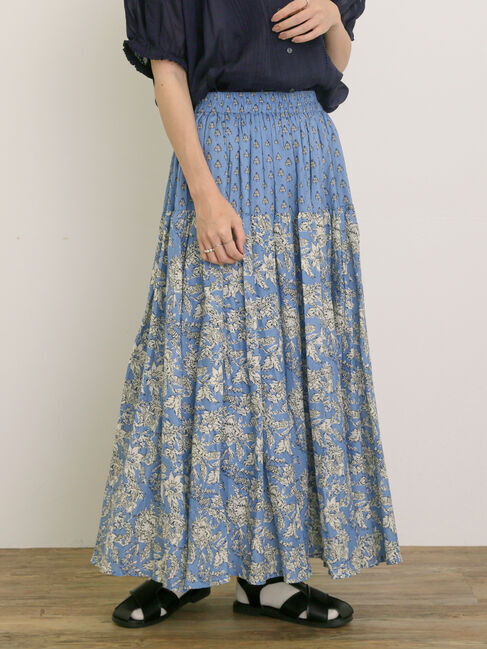 Samansa Mos2「インドボイル柄アソートスカート」|スカート|ブルー
