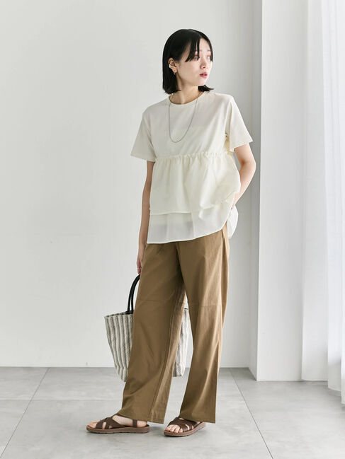 Samansa Mos2 blue「【接触冷感】ワイドイージーパンツ」|その他|