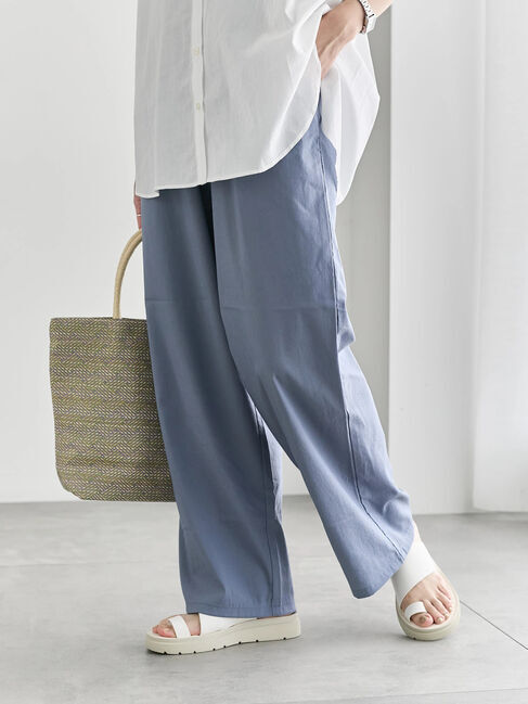 Samansa Mos2 blue「【接触冷感】ワイドイージーパンツ」|その他|