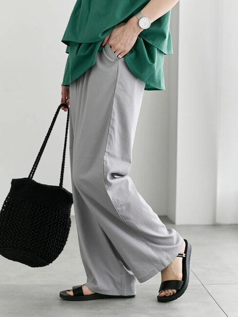 Samansa Mos2 blue「【接触冷感】ワイドイージーパンツ」|その他|