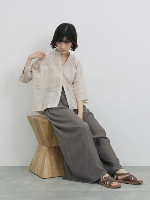 Samansa Mos2 blue「楊柳ガウチョパンツ」|その他|