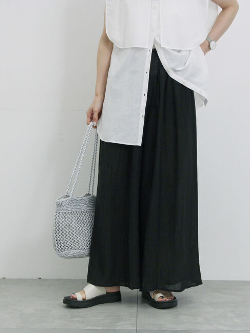 Samansa Mos2 blue「楊柳ガウチョパンツ」|その他|