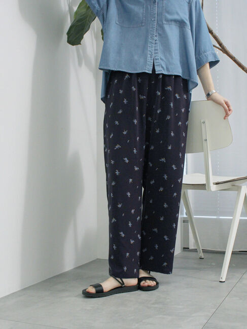 Samansa Mos2 blue「花柄イージーパンツ」|その他|
