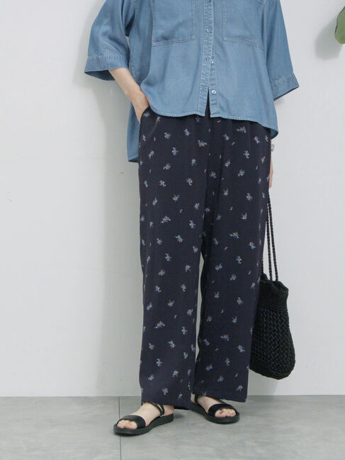 Samansa Mos2 blue「花柄イージーパンツ」|その他|
