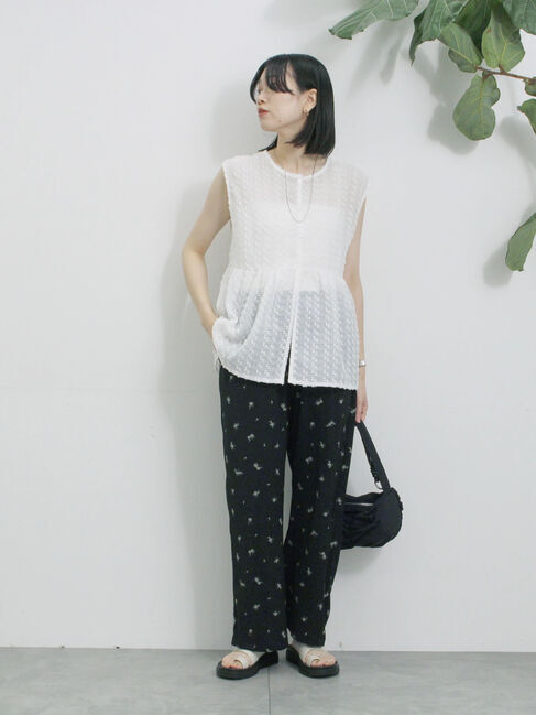 Samansa Mos2 blue「花柄イージーパンツ」|その他|