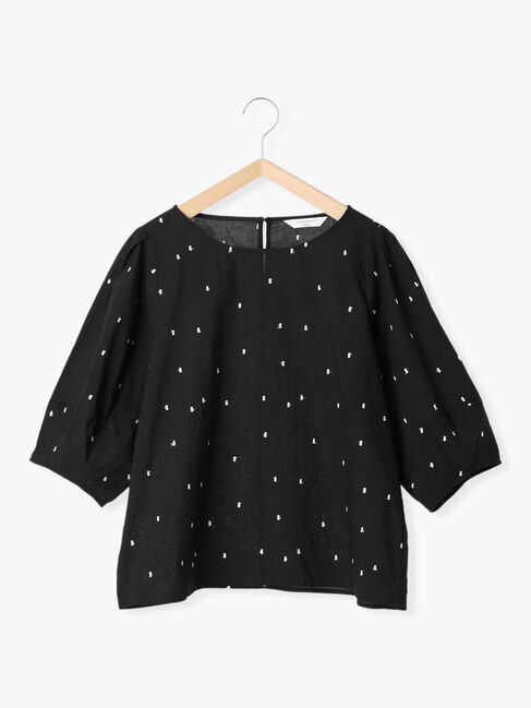 Samansa Mos2 blue「◎ドット刺繍ブラウス」|シャツ・ブラウス|