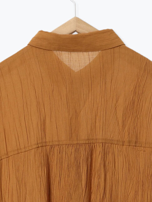 Samansa Mos2 blue「裾ドロスト楊柳シャツ」|シャツ・ブラウス|