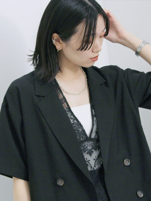 Samansa Mos2 blue「レースブラウス」|シャツ・ブラウス|