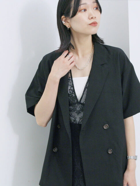 Samansa Mos2 blue「レースブラウス」|シャツ・ブラウス|