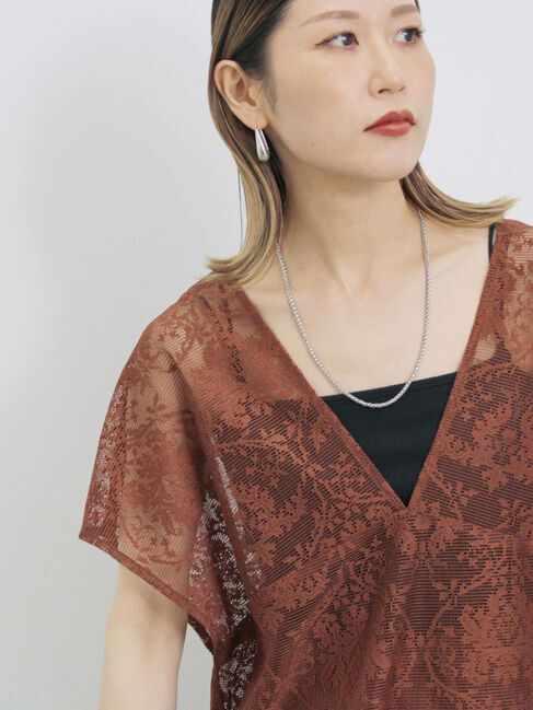 Samansa Mos2 blue「レースブラウス」|シャツ・ブラウス|