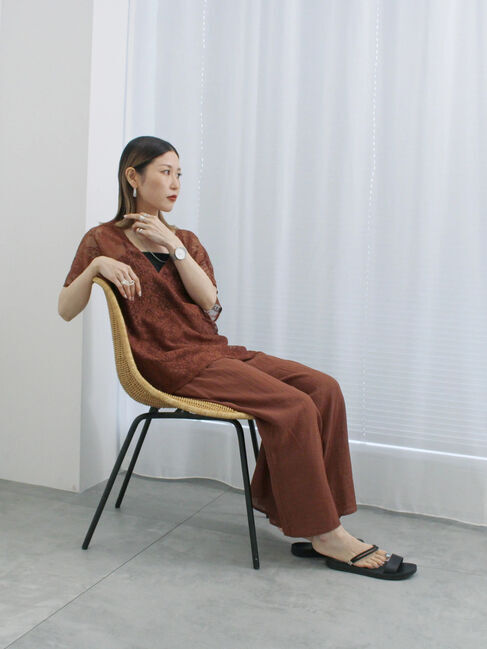 Samansa Mos2 blue「レースブラウス」|シャツ・ブラウス|