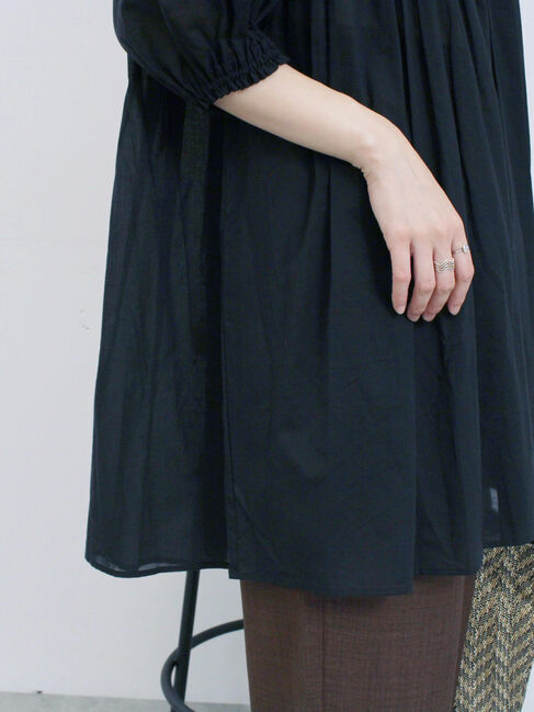 Samansa Mos2 blue「ボイルギャザーチュニック」|シャツ・ブラウス|