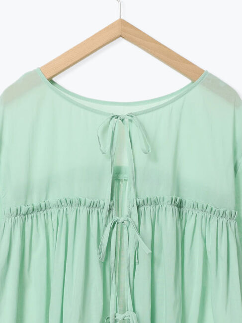 Samansa Mos2 blue「ボイルギャザーチュニック」|シャツ・ブラウス|