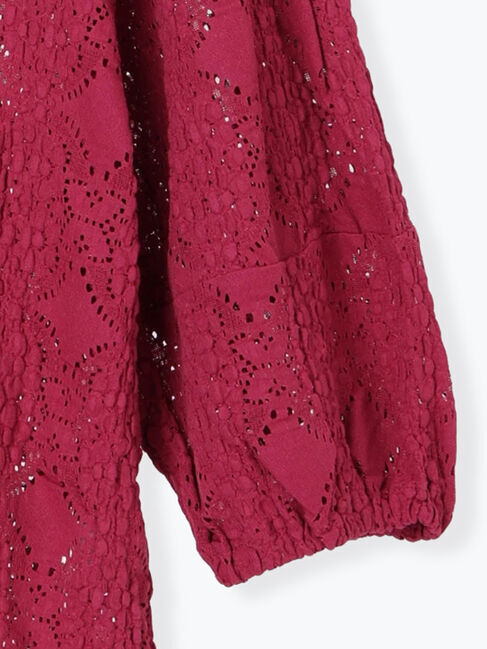 Samansa Mos2 blue「花ジャガード7分袖プルオーバー」|Tシャツ・カットソー|