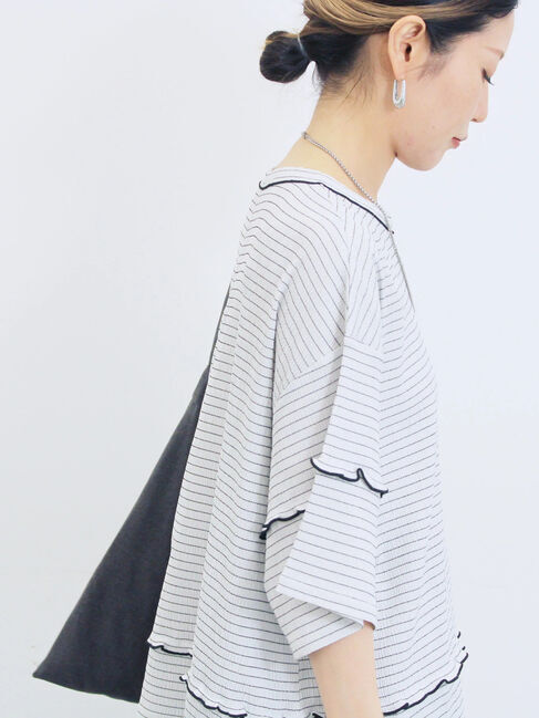 Samansa Mos2 blue「配色メローアソートプルオーバー」|Tシャツ・カットソー|