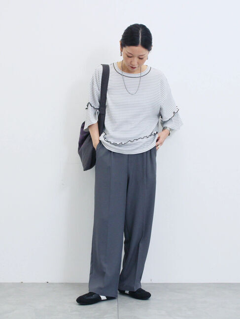 Samansa Mos2 blue「配色メローアソートプルオーバー」|Tシャツ・カットソー|