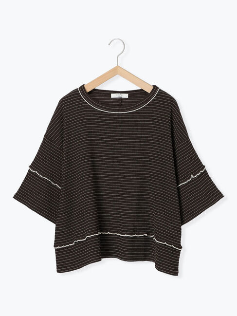 Samansa Mos2 blue「配色メローアソートプルオーバー」|Tシャツ・カットソー|