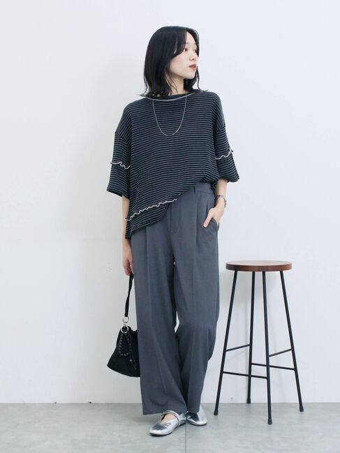 Samansa Mos2 blue「配色メローアソートプルオーバー」|Tシャツ・カットソー|