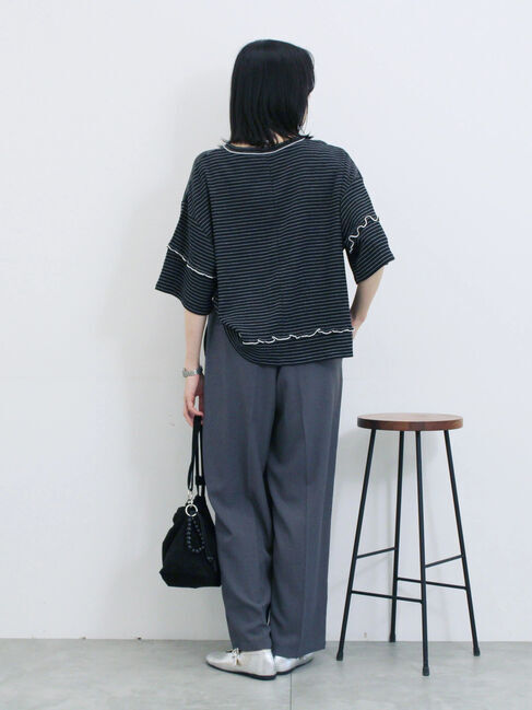 Samansa Mos2 blue「配色メローアソートプルオーバー」|Tシャツ・カットソー|