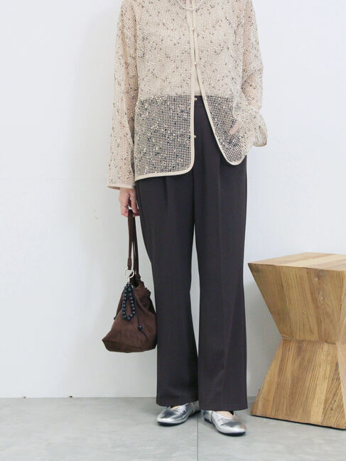 Samansa Mos2 blue「カットジョーゼットセミフレアパンツ」|その他|ブラウン