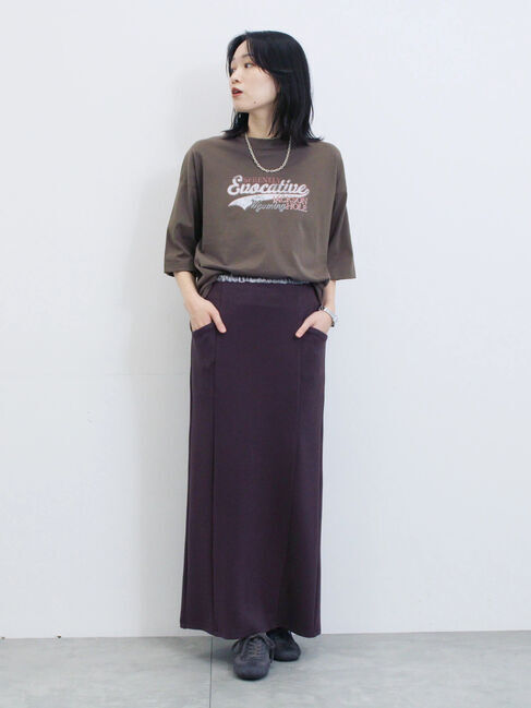 Samansa Mos2 blue「ヴィンテージ風プリントTシャツ」|Tシャツ・カットソー|