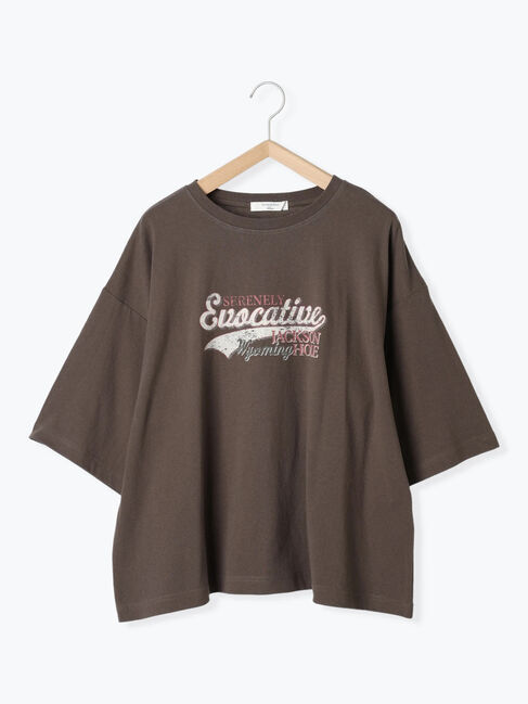 Samansa Mos2 blue「ヴィンテージ風プリントTシャツ」|Tシャツ・カットソー|