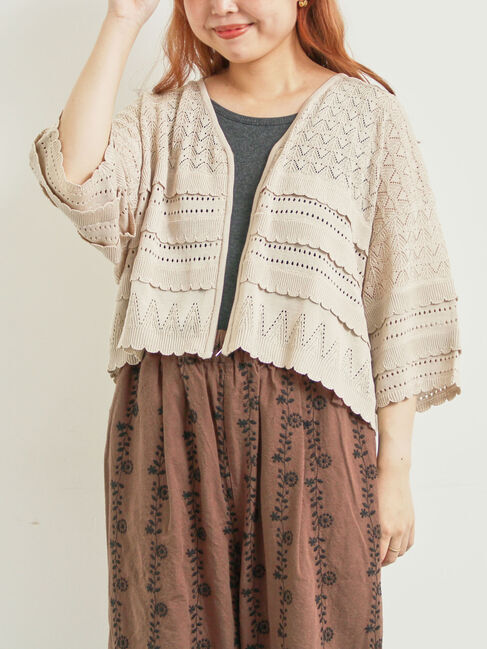 SM2「透かし編みフリル切替VネックZIPカーディガン」|カーディガン|